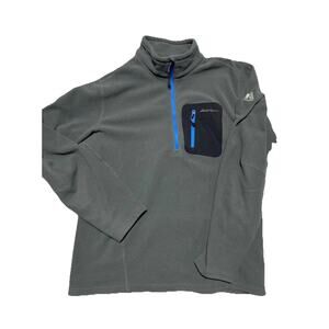 Eddie Bauer Pullover Mens Large Grey First Ascent Fleece Half 1/2 Zip Polartec